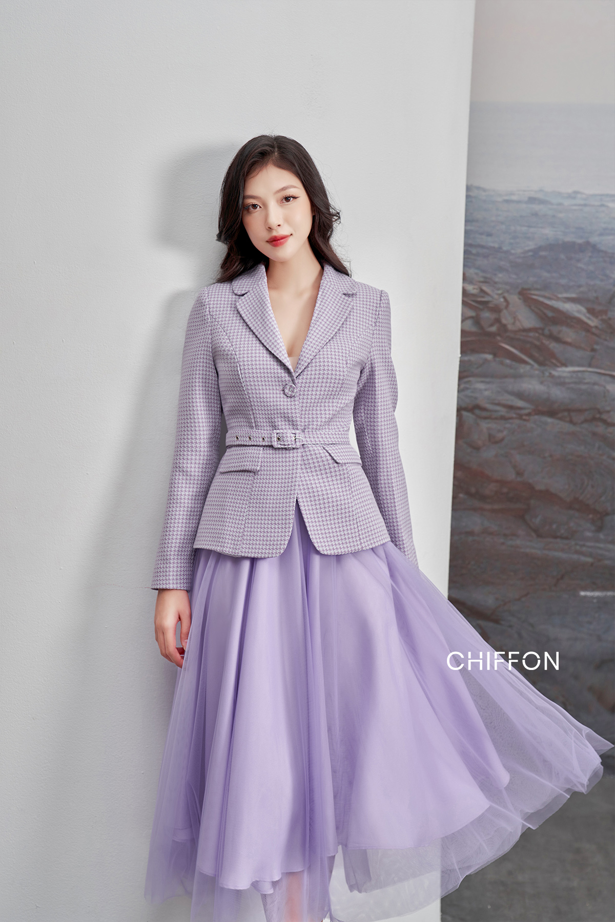 Chân váy lưới xòe 3 lớp cao cấp_Tím