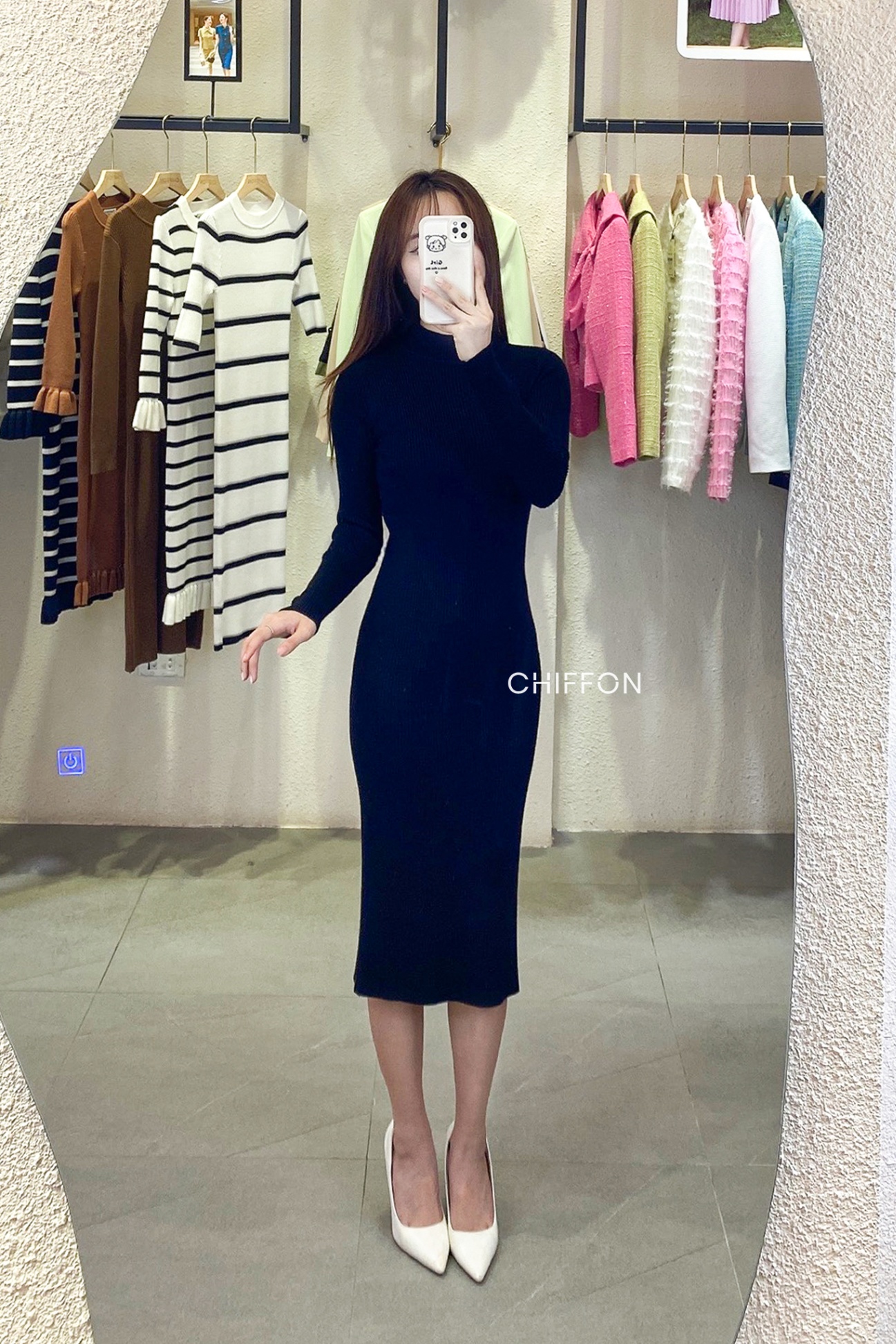 Váy len nữ cổ 3 phân cao cấp công sở dáng body Cúc Fashion VL28 váy len tăm  | Lazada.vn