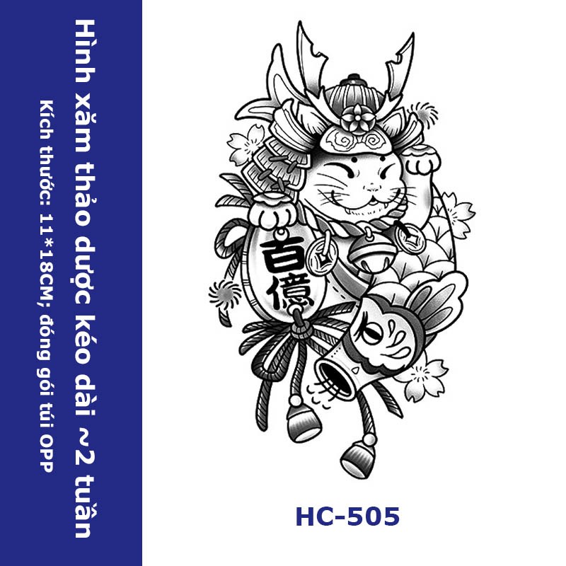 Hình xăm mèo samurai HC-505