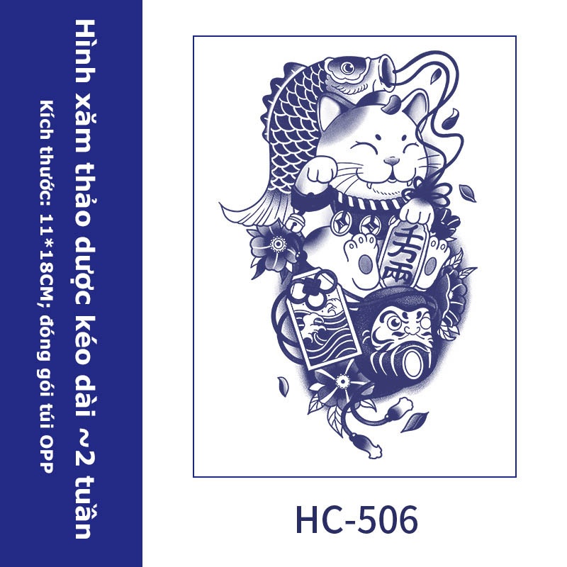 Hình xăm mèo samurai HC-506