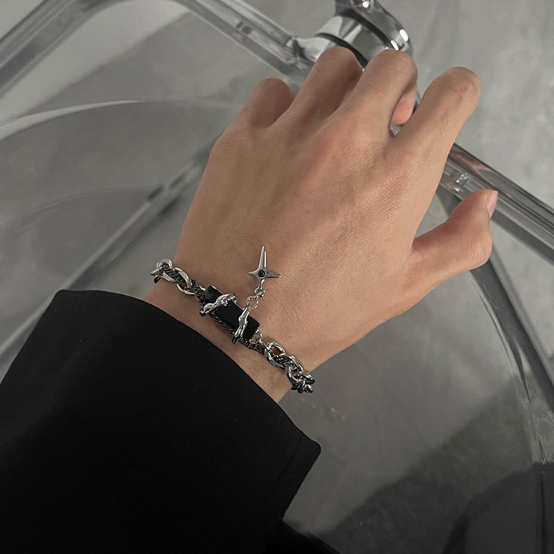 Vòng tay xích mix mặt đá zircon ngôi sao