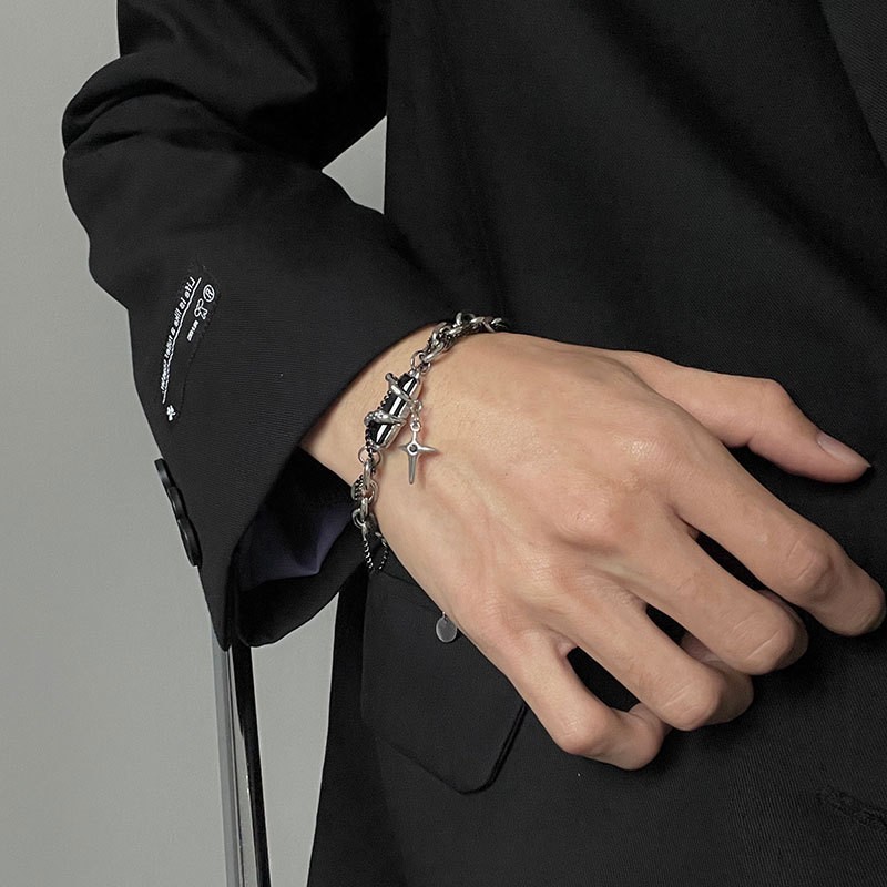 Vòng tay xích mix mặt đá zircon ngôi sao