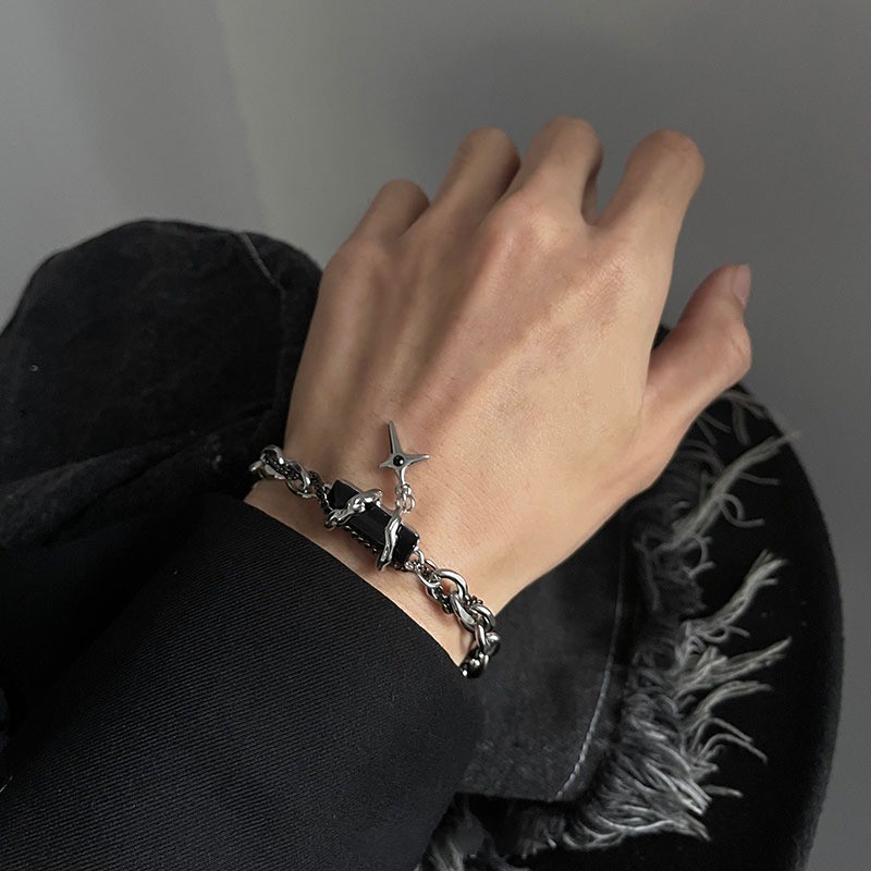 Vòng tay xích mix mặt đá zircon ngôi sao