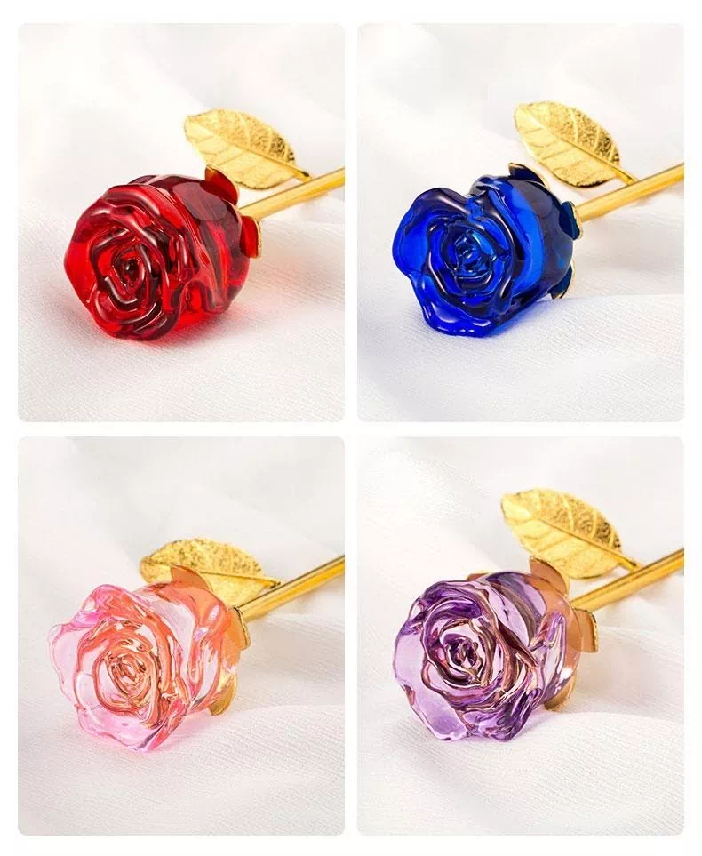 Bông hồng pha lê cành vàng( Crystal gold rose)