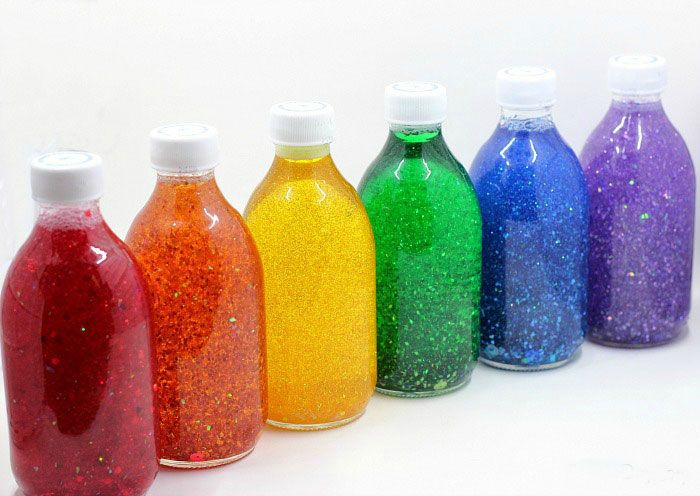 cách làm lọ kim tuyến Rainbow Glitter Decorative Jars