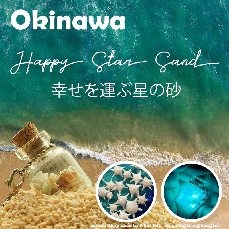 MÓC ĐIỆN THOẠI LỌ CÁT PHÁT SÁNG OKINAWA MAY MẮN (HAPPY STAR SAND)