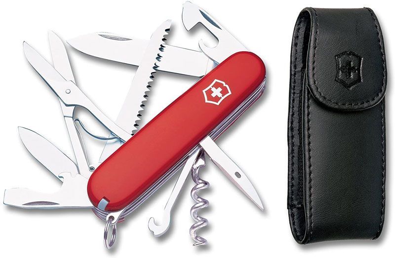 DAO XẾP ĐA NĂNG CHÍNH HÃNG VICTORINOX SWISS ARMY HUNTSMAN POCKET KNIFE W/ POUCH, RED , 91MM