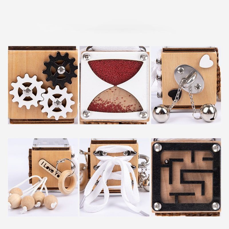 ĐỒ CHƠI TÁY MÁY BẰNG GỖ MONTESSORI MULTIFUNCTION BUSY BLOCK