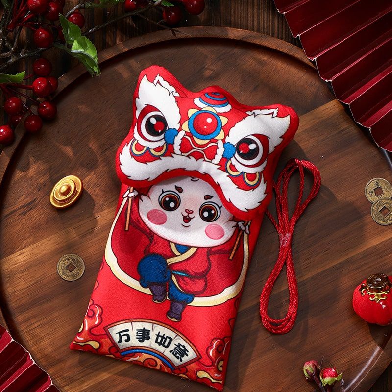 Phong bao lì xì vải năm mới túi đeo tết ba chiều hoạt hình (The new cartoon three-dimensional red envelope )