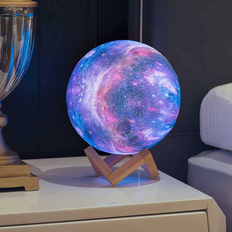 Đèn 3D Galaxy Cảm Ứng Đèn ngủ Mặt Trăng Tím 12 cm - 7 màu led