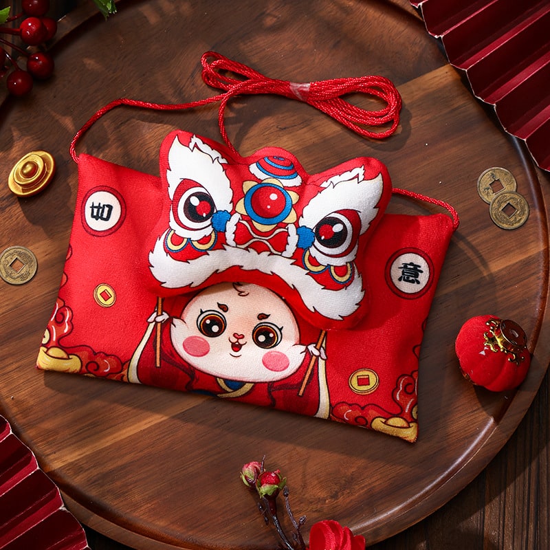 Phong bao lì xì vải năm mới túi đeo tết ba chiều hoạt hình (The new cartoon three-dimensional red envelope )