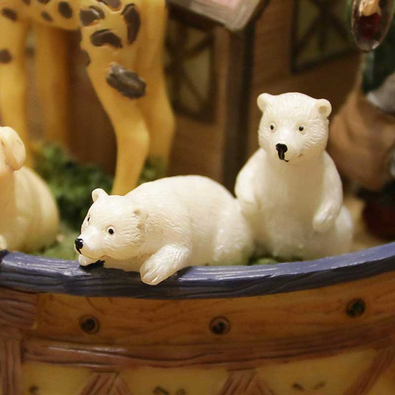 Hộp Âm Nhạc con Tàu Noah Giai điệu bài Canon ( Noah's Ark Rotating Music Box, Animal World Resin Home Decoration with Canon's Melody, Creative Gift Toys)