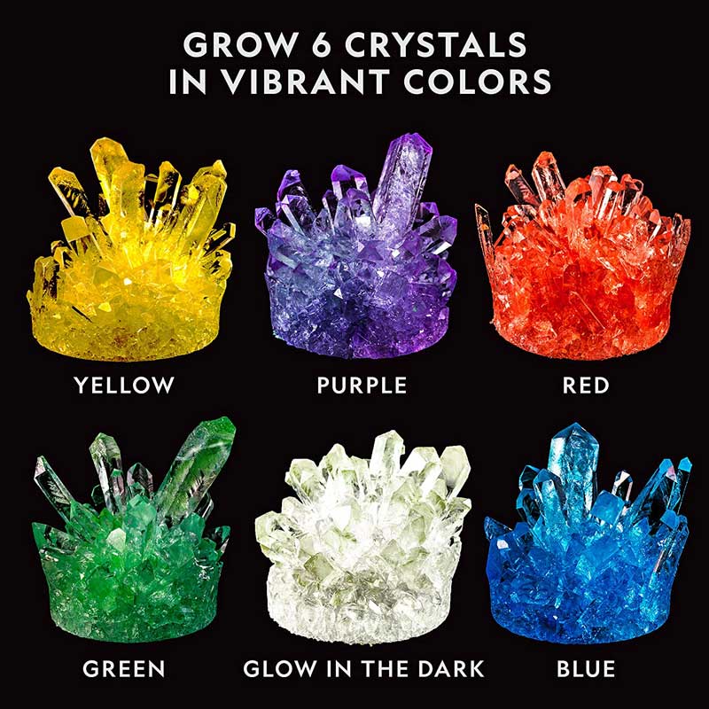 Bộ nuôi trồng tinh thể kèm đế đèn chính hãng NATIONAL GEOGRAPHIC Mega Crystal Growing Lab – Grow 6 Vibrant Crystals Fast (3-4 Days), with Light-Up Display Stand, Learning Guide, & 4 Genuine Crystal Specimens, an Amazon Exclusive Science Kit