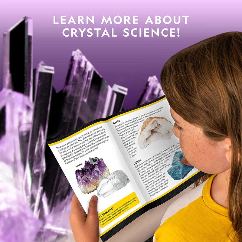 Bộ nuôi trồng tinh thể kèm đế đèn chính hãng NATIONAL GEOGRAPHIC Mega Crystal Growing Lab – Grow 6 Vibrant Crystals Fast (3-4 Days), with Light-Up Display Stand, Learning Guide, & 4 Genuine Crystal Specimens, an Amazon Exclusive Science Kit