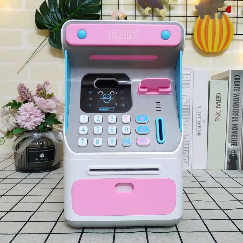 ống heo điện tử cài mật khẩu hình máy gửi tiền ATM có thẻ rút tiền number bank saving box