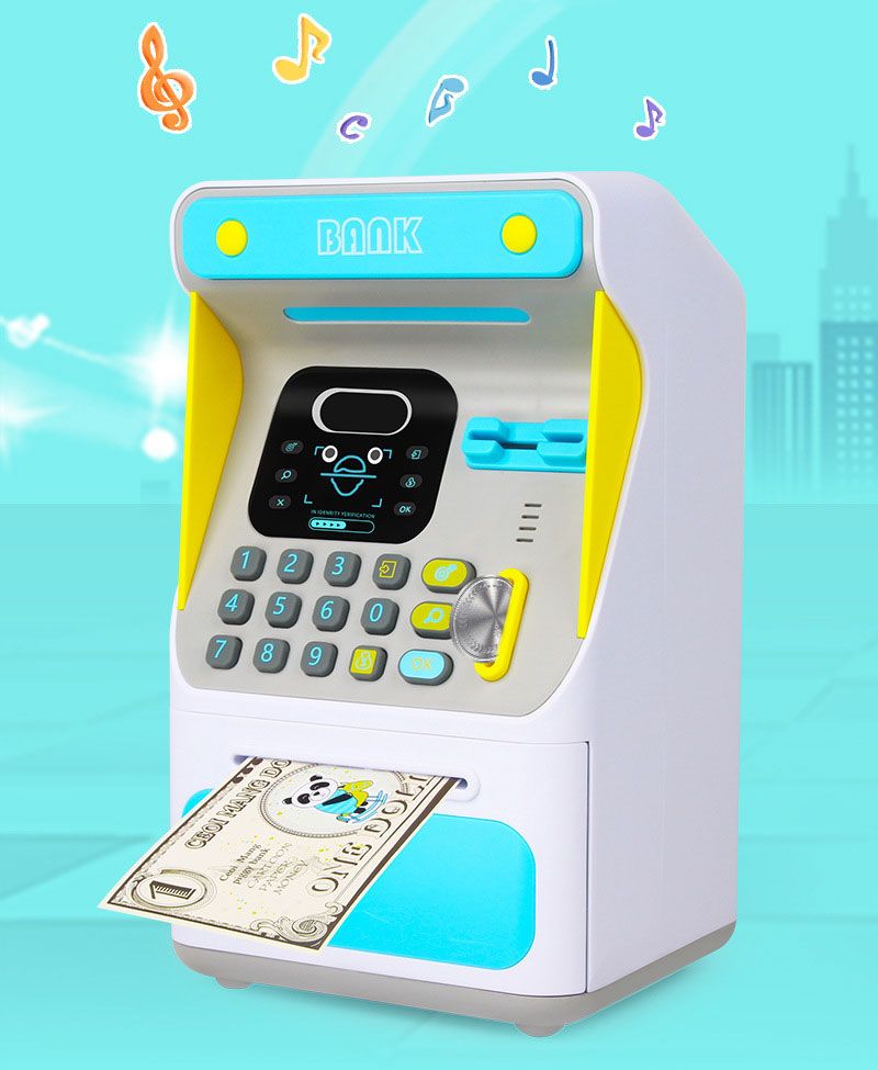 ống heo điện tử cài mật khẩu hình máy gửi tiền ATM có thẻ rút tiền number bank saving box