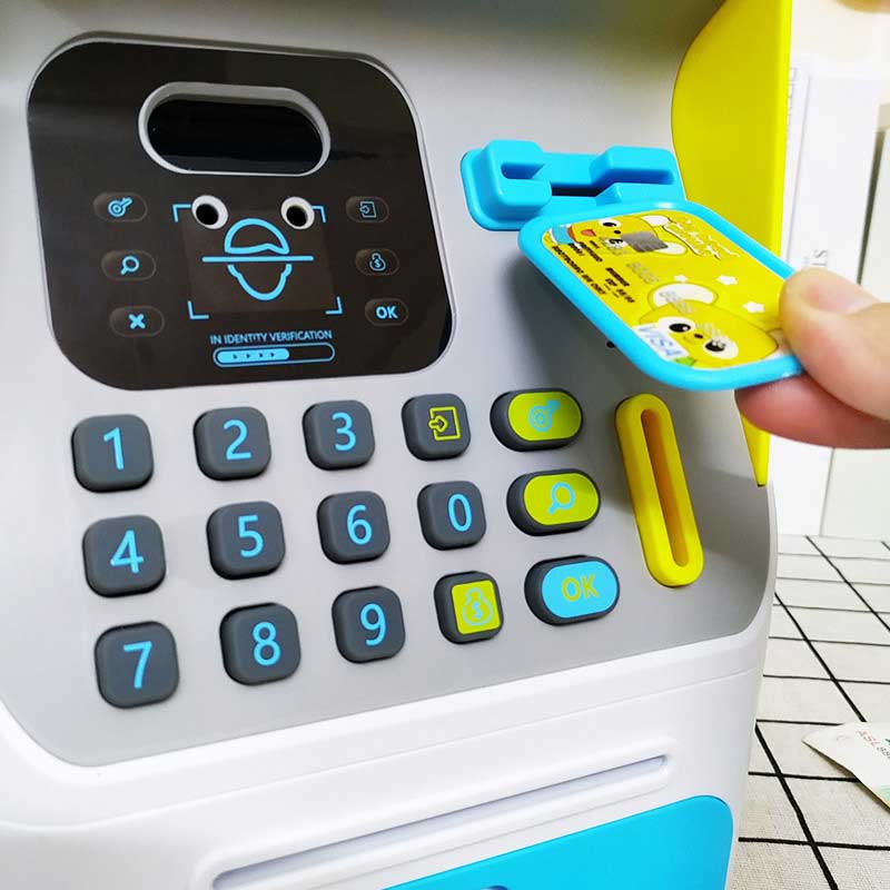 ống heo điện tử cài mật khẩu hình máy gửi tiền ATM có thẻ rút tiền number bank saving box