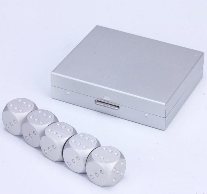 Hộp nhôm 05 viên Xí ngầu Kim loại (Aluminium Dice Set)