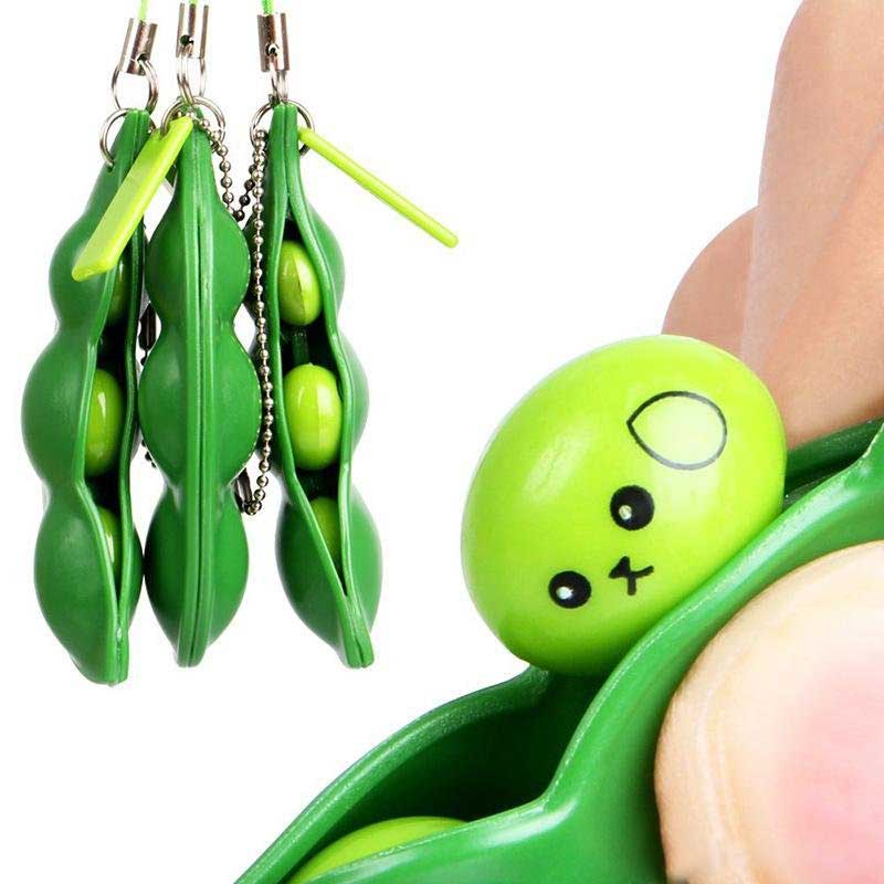 Móc điện thoại Đậu Mameshiba (Mameshiba/Popping Bean Keychain Squeeze-a-Bean Keychain Fidget Soybean Finger Puzzles Focus Extrusion Pea Hand Anti-anxiety Stress Relief EDC Decompression Fidget Toys)