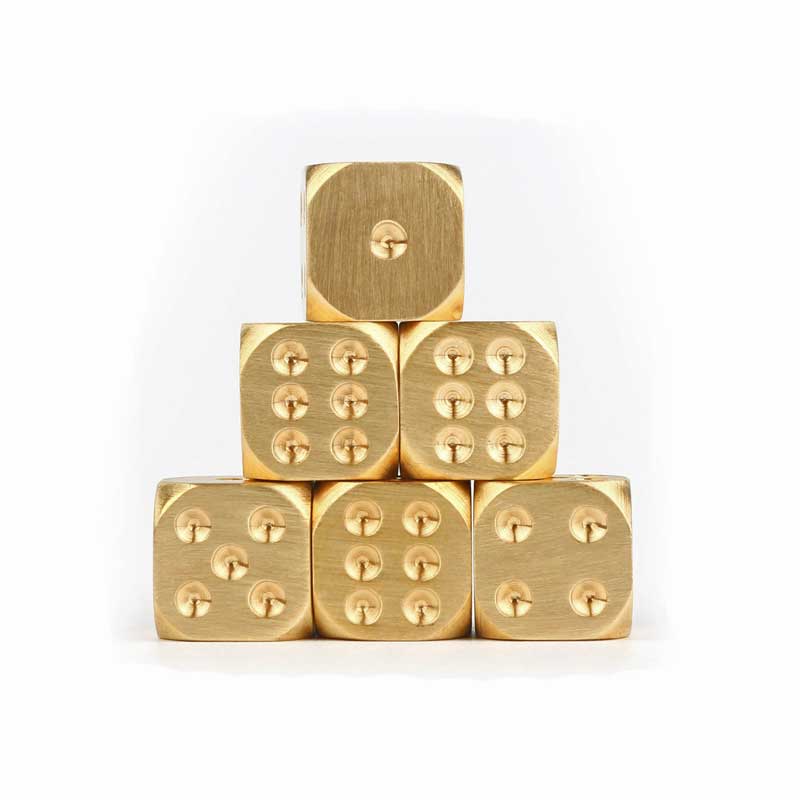 Xí ngầu ki m loại Đồng thau (Brass dice, pure copper metal solid dice)