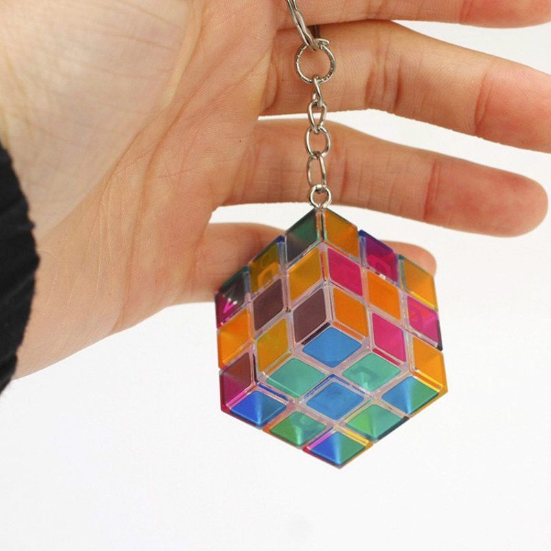 Móc khóa Rubik mini nhựa trong loại tốt (Rubik's 3x3 Cube Keychain)