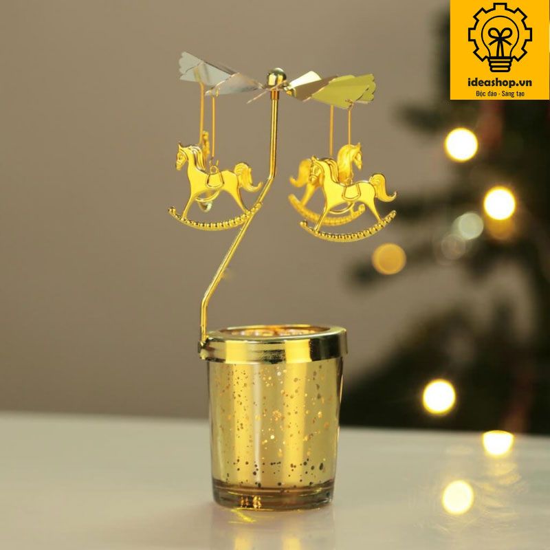 Đèn Kéo quân Quạt quay Gió Mạ Vàng (Convection Candle Holder)