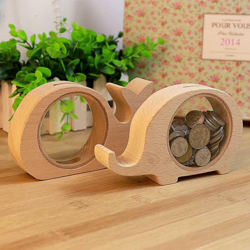 Ống heo gỗ hình Động Vật dễ thương Creative Stationery Animals Cute DIY Wooden Piggy Bank Home Furnishings Creative Gifts