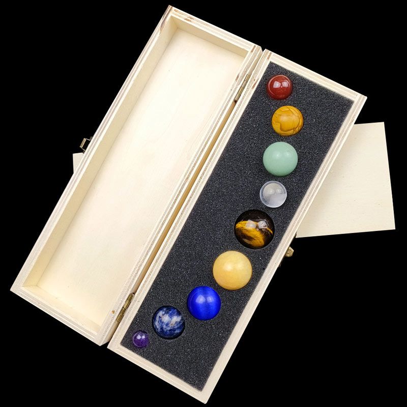 Bộ 9 Viên Đá Bán Quý - 9 Hành Tinh Trong Hệ Mặt Trời (Nine Planets Gemstones Planets Decorations Solar System Model)