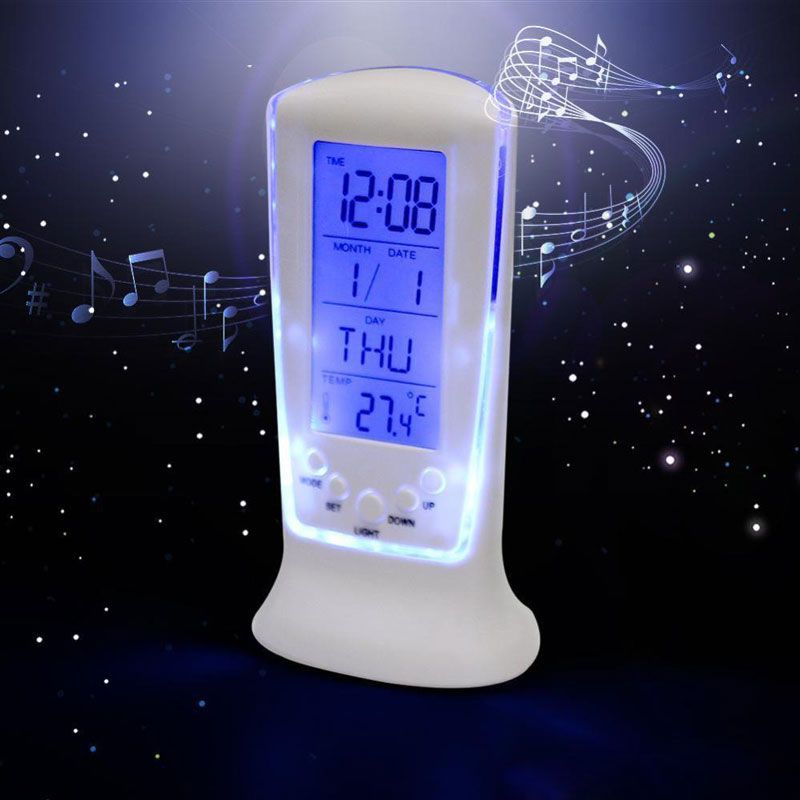 Đồng hồ Điện tử để bàn Ánh sáng xanh (Digital Blue LED Square Alarm Clock)