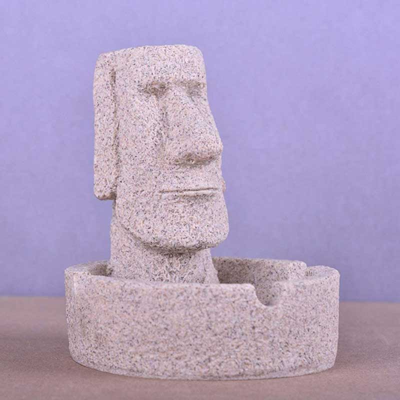 Gạt tàn thuốc Đầu Người Đá Chile (Geek easter stone figure ashtray)