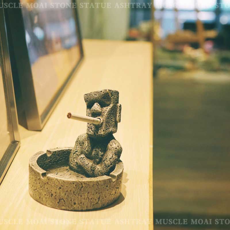 Gạt tàn thuốc Đầu Người Đá Chile (Geek easter stone figure ashtray)