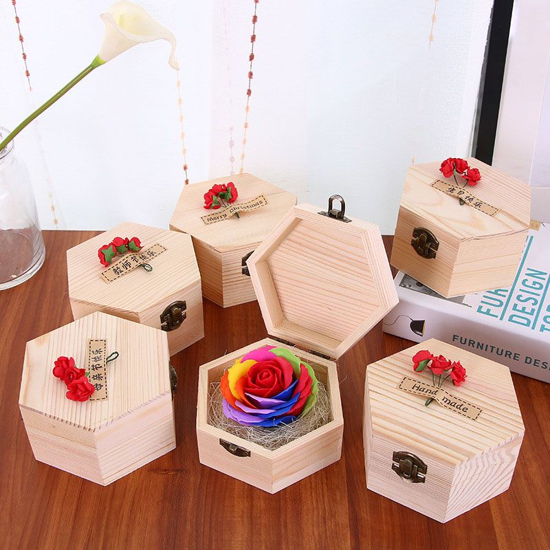 Hoa hồng Sáp Hộp Gỗ Handmade (Wax Rose in Wooden Box)