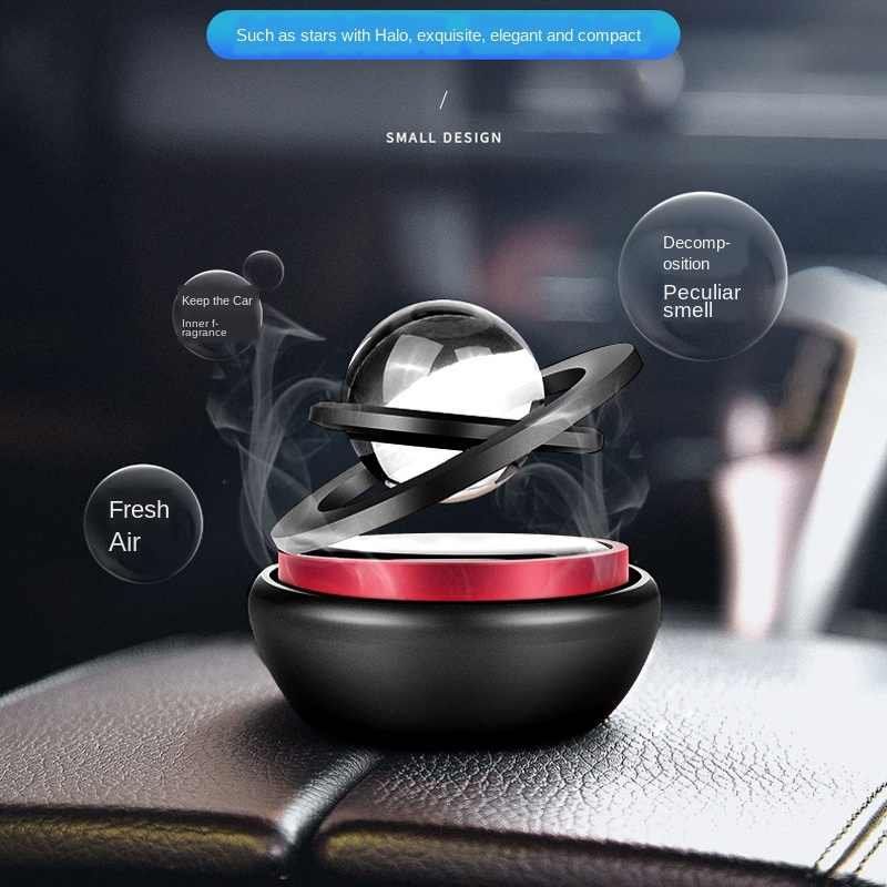 Bộ Khuếch Tán Tinh Dầu Đồ trang trí để Xe hơi (Auto Snap Aluminum Alloy Solar Power Car Aromatherapy Air Freshener-Interstellar Suspension Double Ring Fascinating Aroma Diffuser)