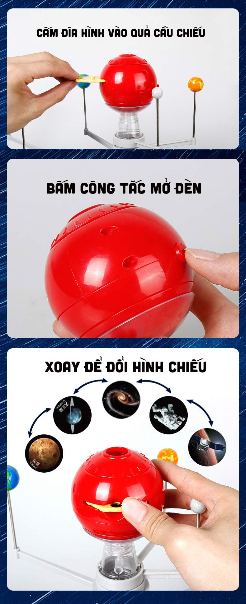 BỘ LẮP RÁP STEM MÔ HÌNH HỆ MẶT TRỜI XOAY CÓ ĐÈN FUNNY STEAM SCIENCE SOLAR SYSTEM