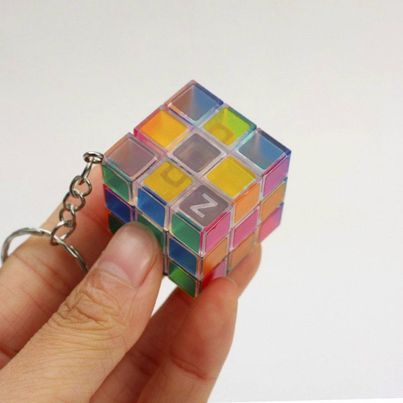 Móc khóa Rubik mini nhựa trong loại tốt (Rubik's 3x3 Cube Keychain)