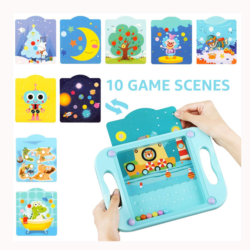 Đồ chơi giữ bi thăng bằng (Hand-Held Balance Ball Maze Board with 10 Scenes Cards)