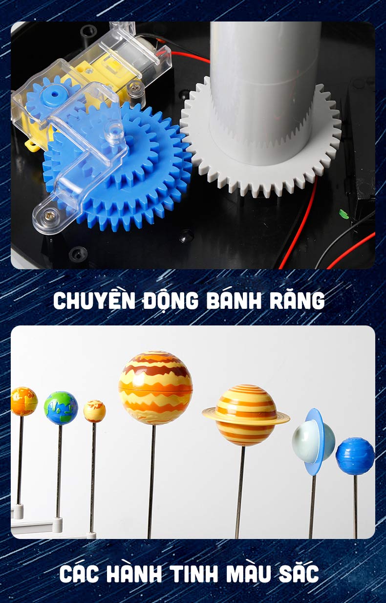 BỘ LẮP RÁP STEM MÔ HÌNH HỆ MẶT TRỜI XOAY CÓ ĐÈN FUNNY STEAM SCIENCE SOLAR SYSTEM