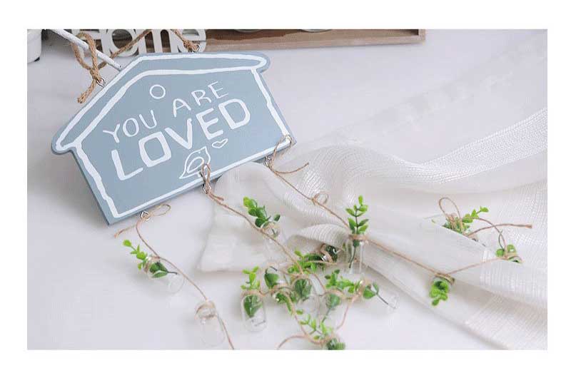 Dây treo lọ thủy tinh bảng gỗ Love/Home Đồ Decor Trang trí nhà phong cách cổ điển Vintage