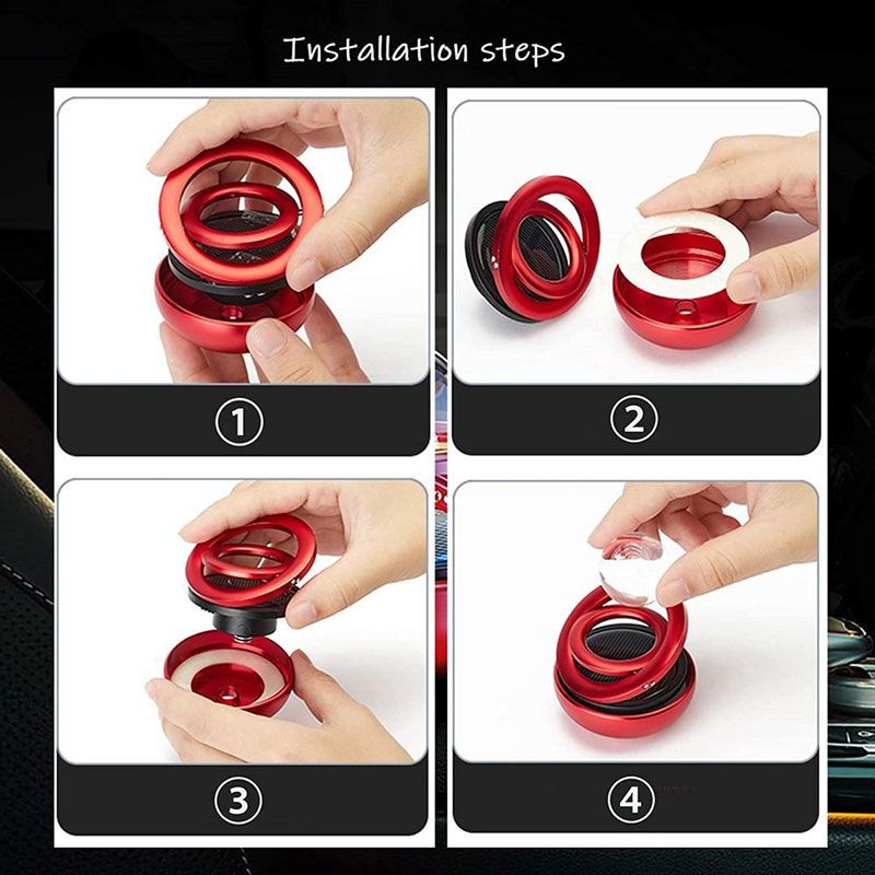 ồ chơi trang trí để Xe hơi - đế xoay quả cầu pha lê (Auto Snap Aluminum Alloy Solar Power Car Aromatherapy Air Freshener-Interstellar Suspension Double Ring Fascinating Aroma Diffuser)