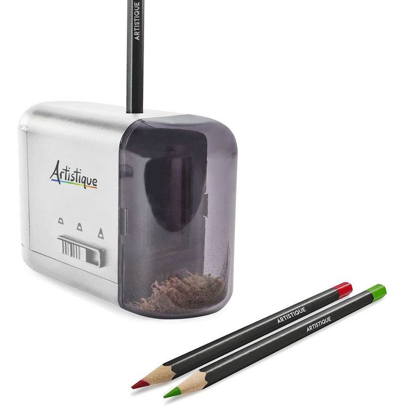 Đồ chuốt viết chì gọt bút chì Artistique Electric Pencil Sharpener - Best Heavy-Duty Automatic Electric Pencil Sharpener for Art, Office & School - Works w/Lead & Colored Pencils - Uses Battery or Wall Power - White