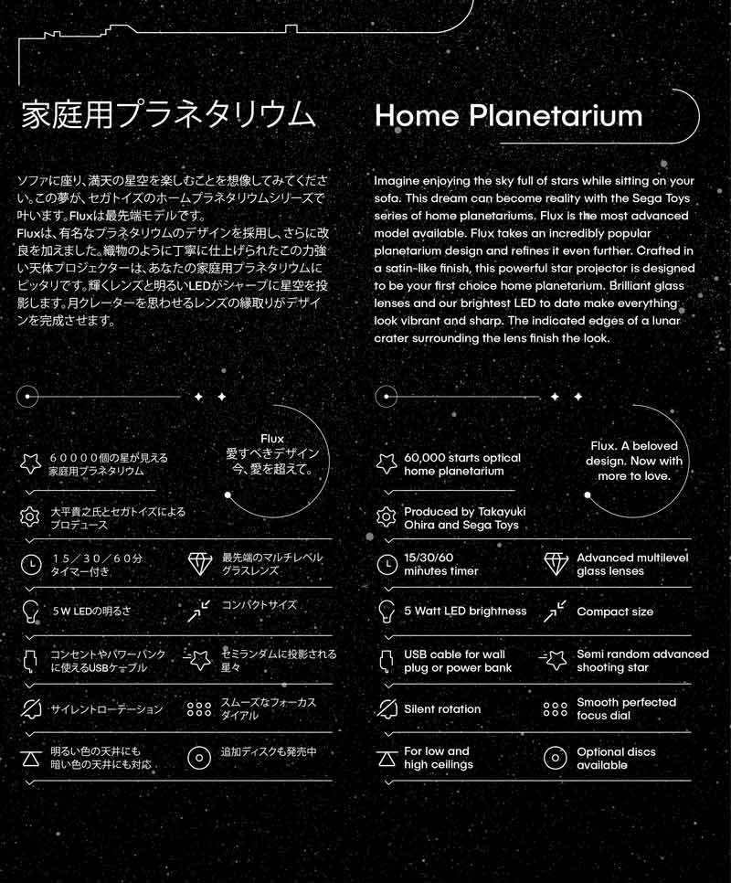 Đèn chiếu sao băng Home Planetarium SEGA Flux chính hãng của Nhật