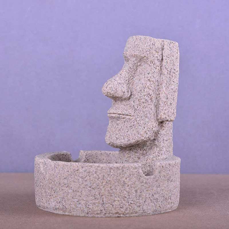 Gạt tàn thuốc Đầu Người Đá Chile (Geek easter stone figure ashtray)