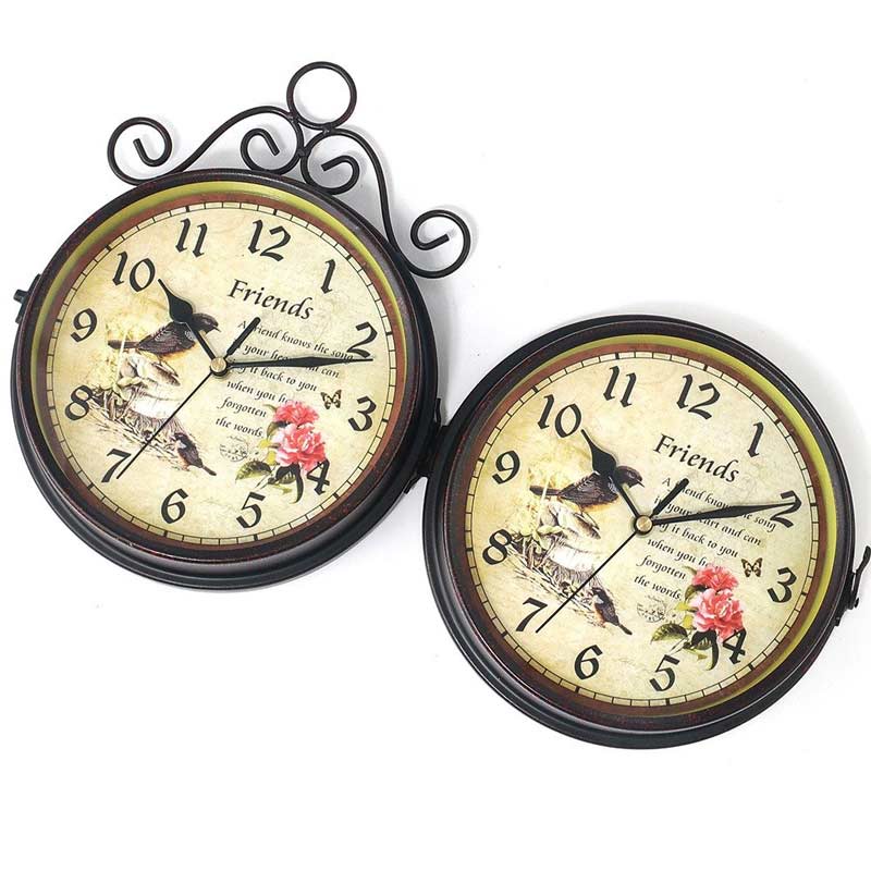 Đồng hồ sắt treo tường 2 mặt - Chim Cảnh (Bird Clock)