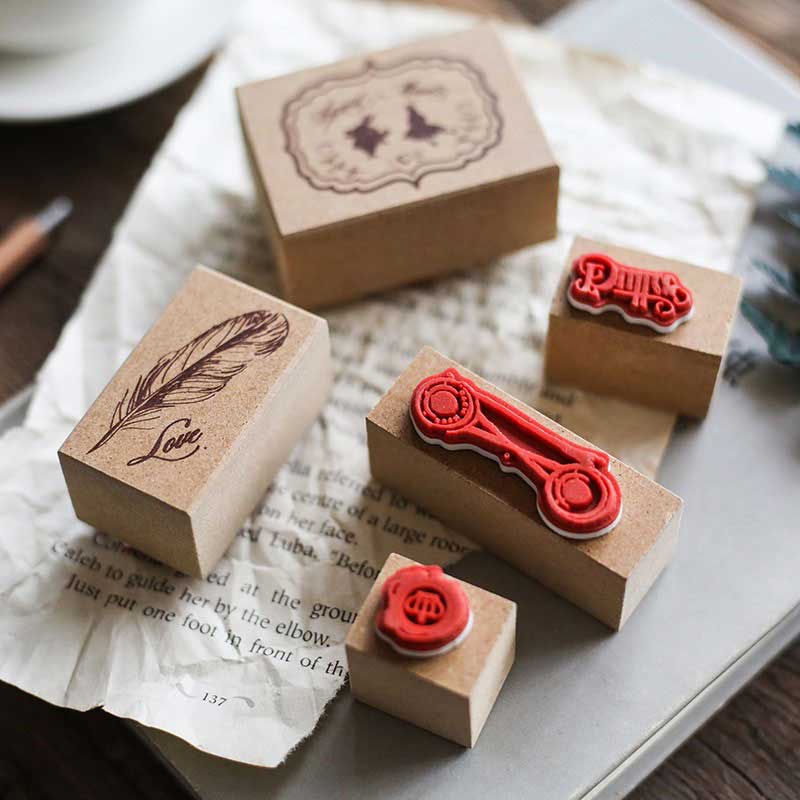 BỘ DẤU GỖ TRANG TRÍ PHONG CÁCH CỔ ĐIỂN RETRO VINTAGE WOODEN STAMP DIY DECORATION STAMP