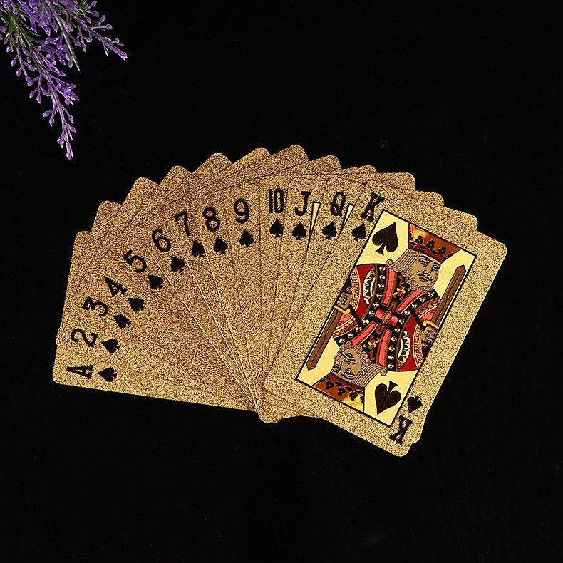 Bộ bài tây Mạ Vàngchất liệu nhựa PVC chống thấm nước (Golden Foil Playing Cards)