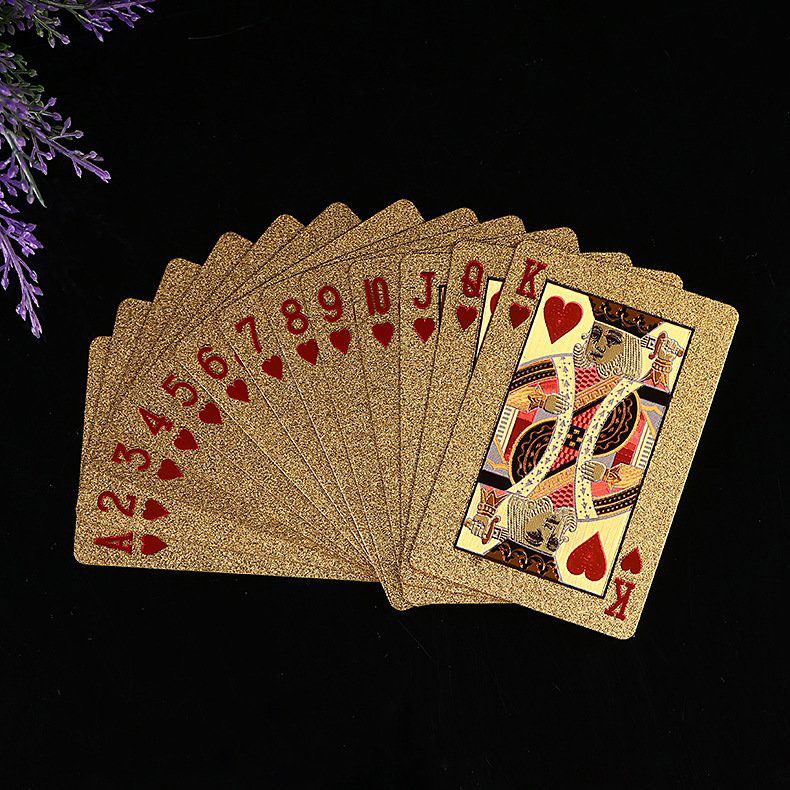 Bộ bài tây Mạ Vàngchất liệu nhựa PVC chống thấm nước (Golden Foil Playing Cards)