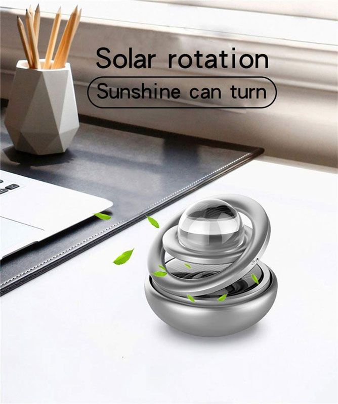 Bộ Khuếch Tán Tinh Dầu Đồ trang trí để Xe hơi (Auto Snap Aluminum Alloy Solar Power Car Aromatherapy Air Freshener-Interstellar Suspension Double Ring Fascinating Aroma Diffuser)