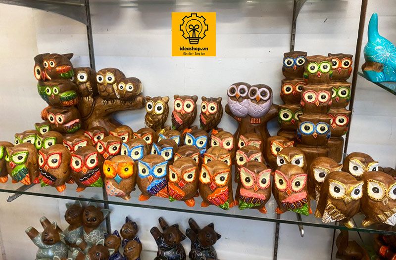 TƯỢNG CÚ MÈO GỖ LÀM BẰNG TAY HANDMADE (WOODEN OWL STATUE)