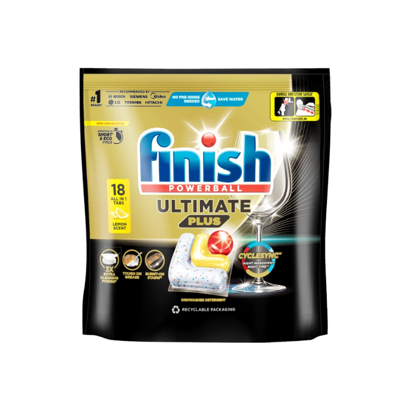 Viên Rửa Chén Bát Hương Chanh Finish Powerball Ultimate Plus Intensive Clean & Shine Lemon Sparkle 18V
