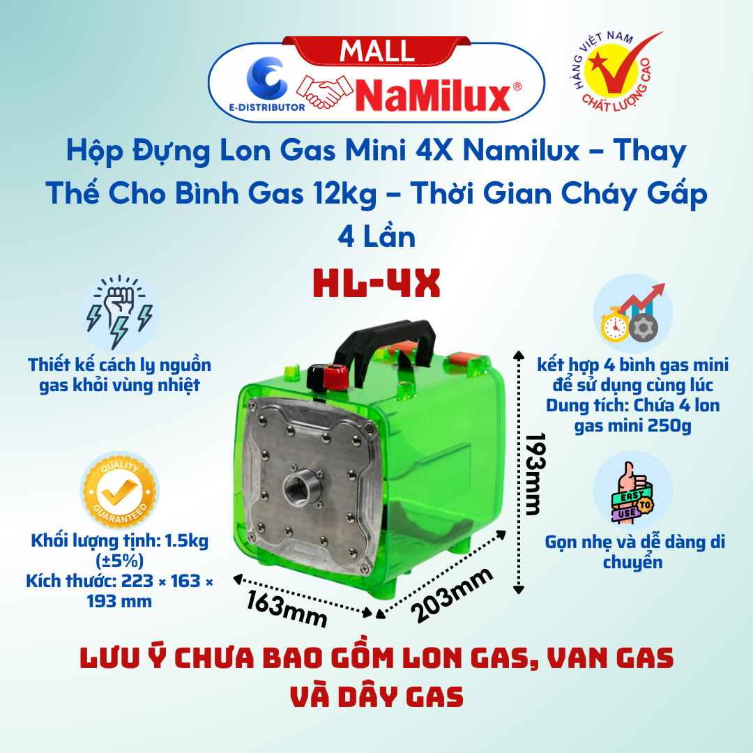 Hộp lon gas Namilux mini 4X